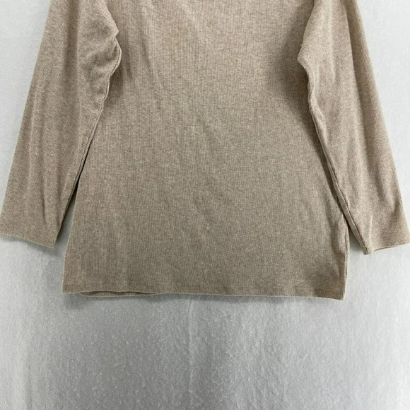 Old Navy Sweater Women's Sz L Beige Slim Fit Square Neck Ribbed Pullover - Picture 7 of 11